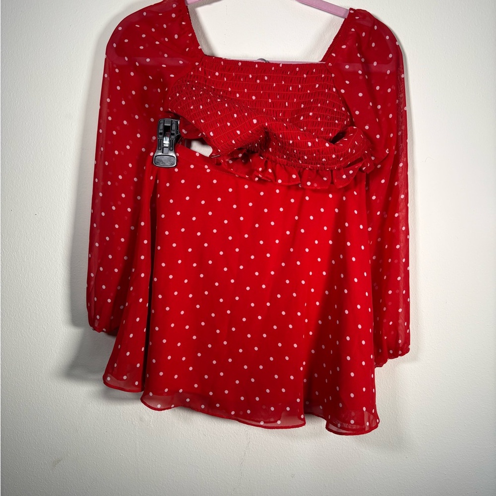 Red Polka Dot Long Sleeve top and skirt set